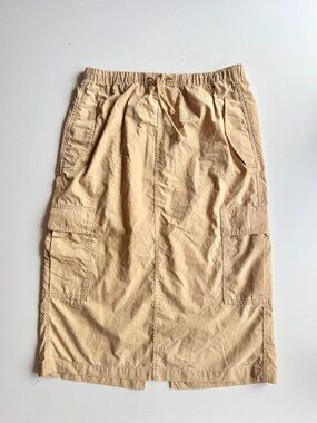 Aritzia TNA Squad Tan Cotton Blend Parachute Poplin Cargo Midi Skirt, Size M